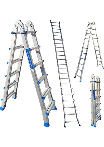Alüminyum 510 cm Mini Dev Katlanır Uzayan Merdiven (A & I Tipi) | Ev Inşaat Depo Merdiveni fiyatları