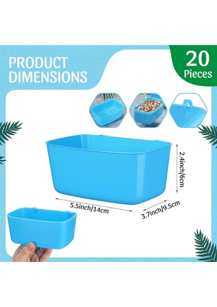 20 Adet Kafes Fincan Tavuk Besleyici Su Bardakları 18 Oz Güvercin Besleyici Plastik Kuş Kafes Fincanları Asılı Tavşan Besleyici Mavi (Yurt Dışından) fiyatları