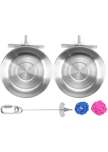 5 Pack Paslanmaz Çelik Kuş Besleyici Set Besleme Besleme Bardakları Gıda Su Kaseleri Kuş Yemek Tutucu Kafesler Için Küçük Hayvanlar (Yurt Dışından)