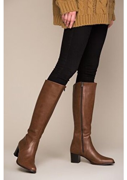 Taba Kadın Çizme Deri Yüksek Topuklu 40 Numara A654252709 fırsatları