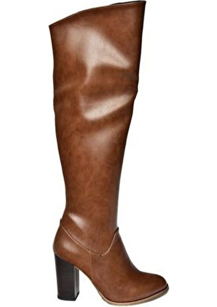 Taba Kadın Çizme Deri Malzeme Yüksek Topuk 10 cm A654018009 indirimleri