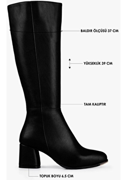 Kadın Kiella Siyah Cilt Topuklu Çizme