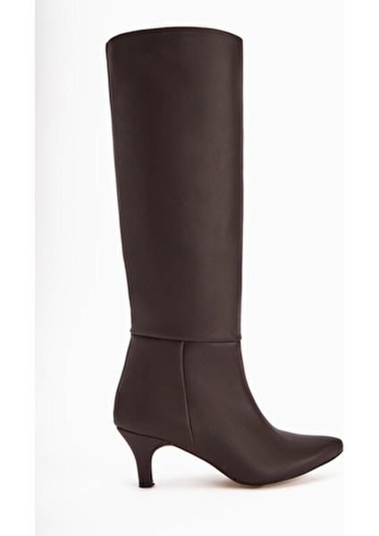 Milika Kahve Sivri Burunlu Kısa Topuklu Çekme Çizme indirimleri