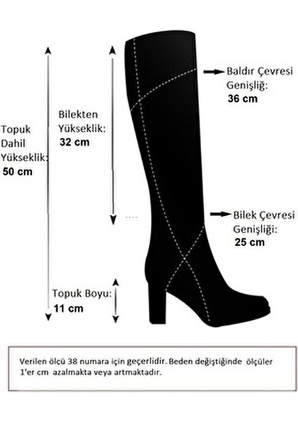 N372530109 Ten İnce Topuklu Sivri Burun Kadın Çizme 11 cm Topuk