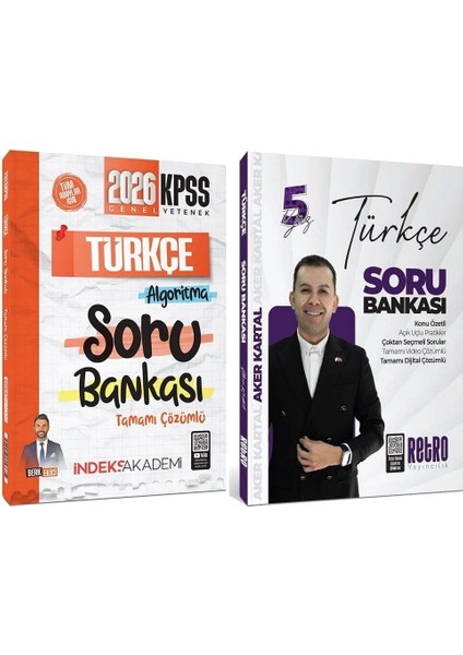 Retro + Indeks 2026 Kpss Türkçe 5yüz Soru Bankası 2 Li Set - Aker Kartal Retro + Indeks Akademi Yayınları