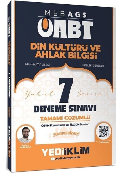 Yediiklim 2026 Öabt Meb-Ags Din Kültürü ve Ahlak Bilgisi Öğretmenliği 7 Deneme Çözümlü - Burhan Karakışla Yediiklim Yayınları