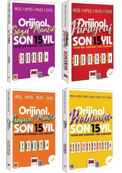 Yargı 2026 Kpss Meb-Ags Ales Dgs Sözel + Sayısal Mantık + Paragraf + Problemler Orijinal Çıkmış Sorular Son 15 Yıl 4 Lü Set Yargı Yayınları