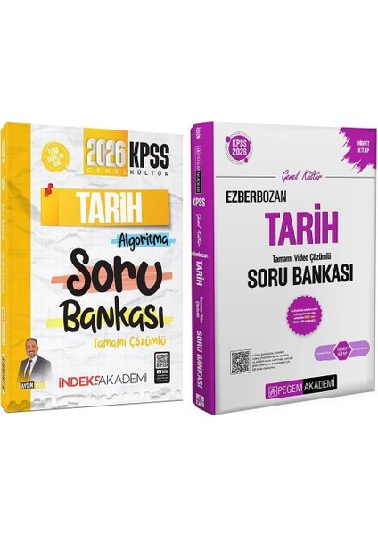 Pegem + Indeks 2026 Kpss Tarih Ezberbozan Soru Bankası 2 Li Set - Aydın Yüce Pegem + Indeks Akademi Yayınları