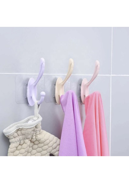 Şeffaf Yapışkanlı 6'lı Renkli Askı Seti Duvar Tipi Pratik Banyo ve Mutfak Düzenleyici indirimleri