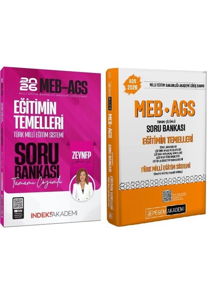 Pegem + Indeks 2026 Meb-Ags Eğitimin Temelleri ve Türk Milli Eğitim Sistemi Soru Bankası 2 Li Set - Zeynep Salman Içli Pegem + Indeks Akademi Yayınları