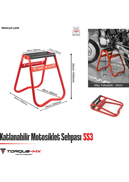 Katlanabilir Motosiklet Sehpası SS3 Kırmızı indirimleri
