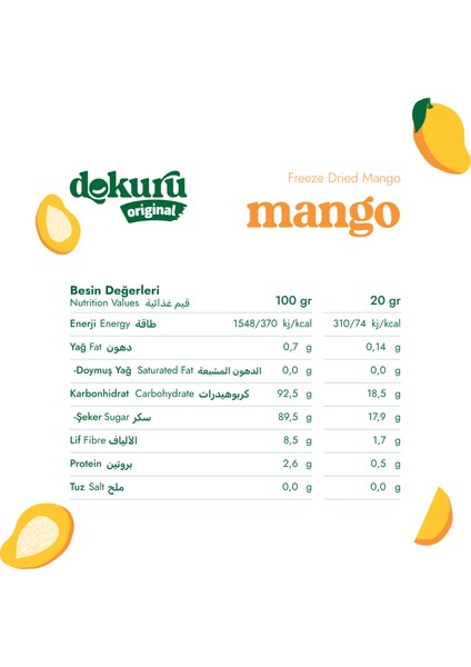 Original Mango Atıştırmalık Meyve Cipsi - Dondurularak Kurutulmuş Mango - Freeze Dried Mango modelleri