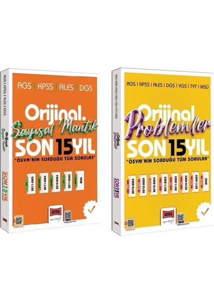 Yargı 2026 Kpss Meb-Ags Ales Dgs Sayısal Mantık + Problemler Orijinal Çıkmış Sorular Son 15 Yıl 2 Li Set Yargı Yayınları