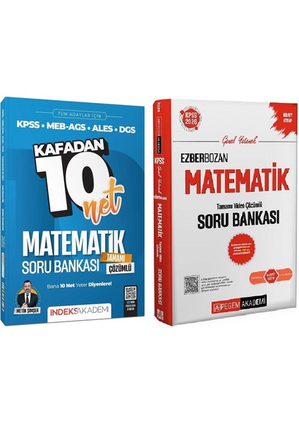 Pegem + Indeks 2026 Kpss Matematik Ezberbozan + Kafadan 10 Net Soru Bankası 2 Li Set - Metin Şimşek Pegem + Indeks Akademi Yayınları