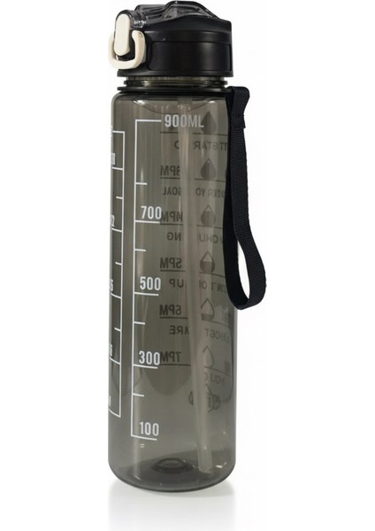 Siyah, Şeffaf Pipetli Matara – 900 Ml, Sızdırmaz Kapaklı Suluk modelleri