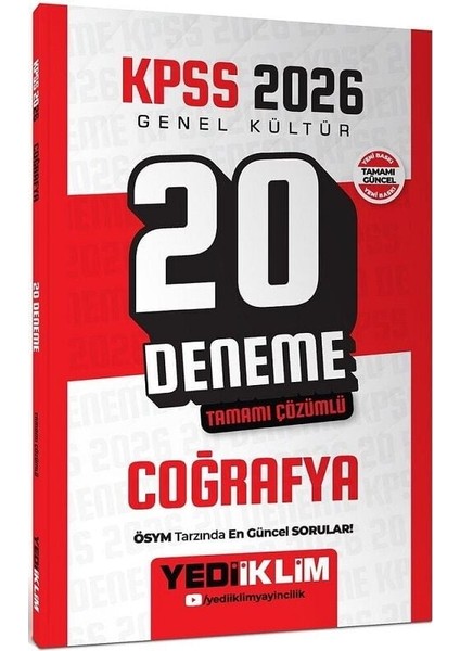 Yediiklim 2026 Kpss Coğrafya 20 Deneme Çözümlü Yediiklim Yayınları