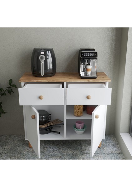 Ares Kahve Köşesi Mat Beyaz Çok Amaçlı Dolap modelleri