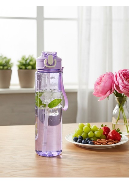 Mor, Şeffaf Pipetli Matara – 900 Ml, Sızdırmaz Kapaklı Suluk fiyatları