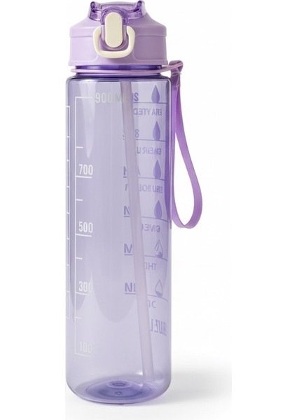 Mor, Şeffaf Pipetli Matara – 900 Ml, Sızdırmaz Kapaklı Suluk modelleri