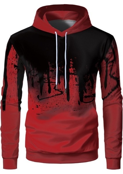 Uzun Kollu Erkek Için Mürekkep Püskürtmeli Kapüşonlu Sweatshirt (Yurt Dışından)