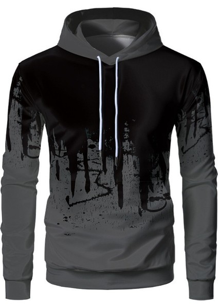 Uzun Kollu Erkek Için Mürekkep Püskürtmeli Kapüşonlu Sweatshirt (Yurt Dışından) fırsatları