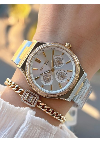 2 Yıl Garantili Çelik Kasa ve Kordon 5 Atm Suya Dayanıklı Kadın Kol Saati+Bileklik DC.002