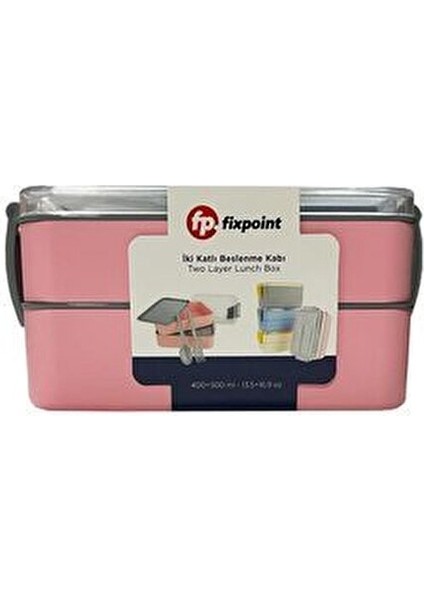 İki Katlı Beslenme Kabı Pratik Kullanım İçin Sarı Renkli 2 Kapasiteli