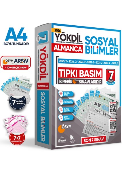 KARAKUTU YAYINLARI 2026 YÖKDİL Almanca SOSYAL BİLİMLER ÖSYM Çıkmış Soru Tıpkı Basım 7li Deneme Paketi Türkiye Geneli