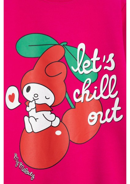 Koyu Pembe Kız Çocuk Kiraz Karakter Baskılı Bisiklet Yaka Eşofman Takımı 23274 fiyatları