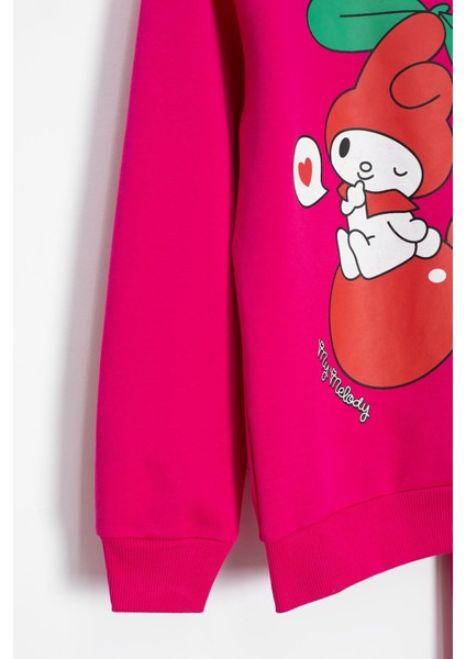 Koyu Pembe Kız Çocuk Kiraz Karakter Baskılı Bisiklet Yaka Eşofman Takımı 23274 modelleri