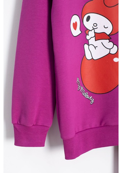 Fuşya Kız Çocuk Kiraz Karakter Baskılı Bisiklet Yaka Eşofman Takımı 23273 modelleri
