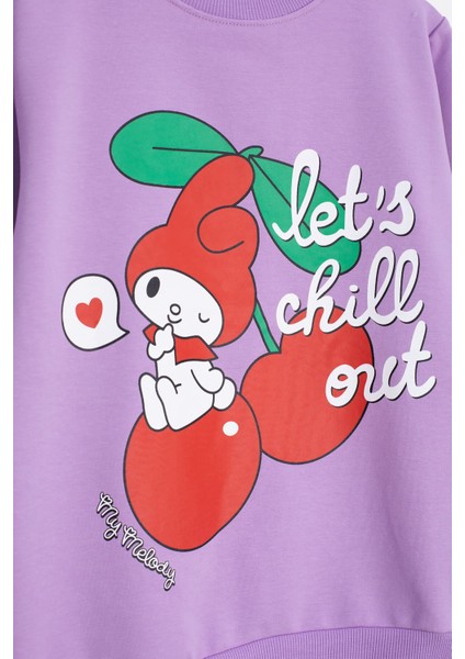 Lila Kız Çocuk Kiraz Karakter Baskılı Bisiklet Yaka Eşofman Takımı 23271 fiyatları