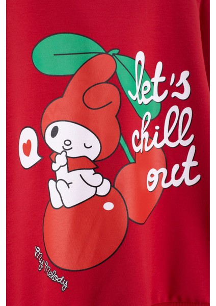 Kırmızı Kız Çocuk Kiraz Karakter Baskılı Bisiklet Yaka Eşofman Takımı 23270 fiyatları