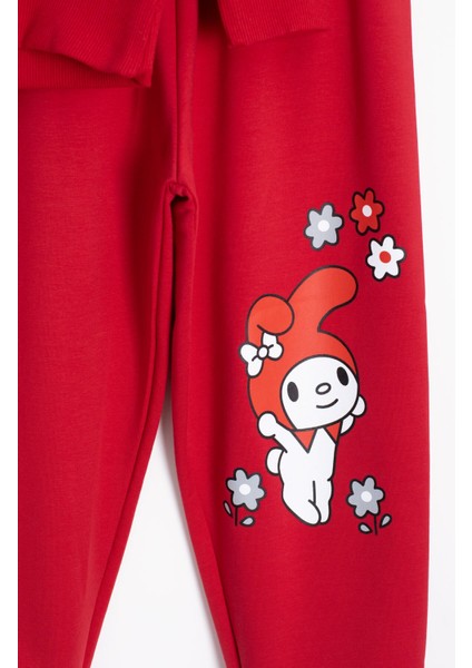 Kırmızı Kız Çocuk Kiraz Karakter Baskılı Bisiklet Yaka Eşofman Takımı 23270 fırsatları