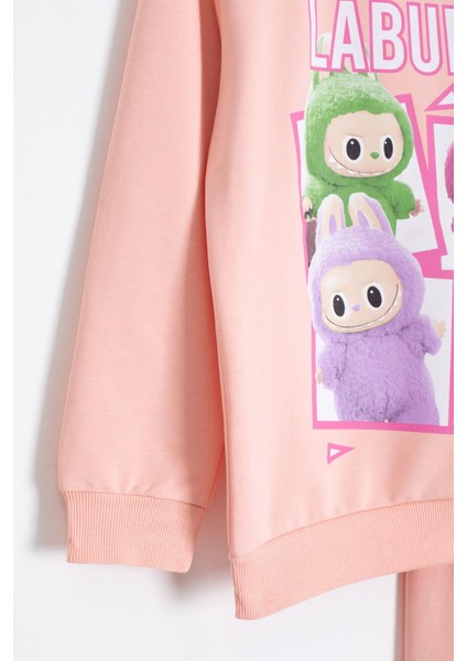 Somon Karakter Baskılı Bisiklet Yaka Kız Eşofman Takımı 23278 modelleri