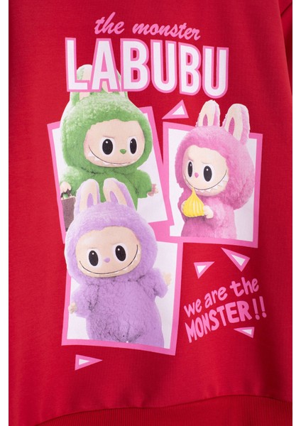 Kırmızı Karakter Baskılı Bisiklet Yaka Kız Eşofman Takımı 23276 fiyatları