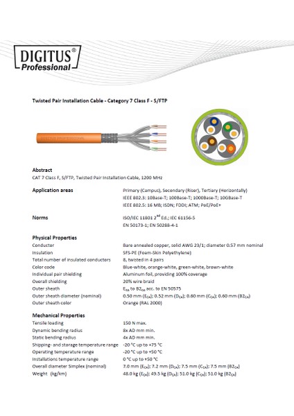 Cat7 - 60 Metre Saf Bakır S/ftp Pımf (Pairs In Metal Foil) Data Kablosu Gri fiyatları