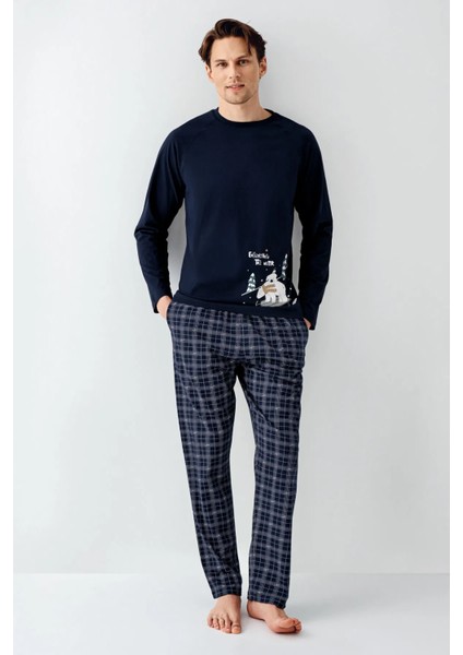 Uzun Kol Ekoseli Erkek Pijama Takım 3444