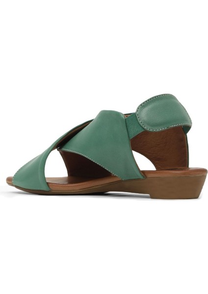 Yeşil Deri Kadın Sandalet 01WL2408 01WL2408 fırsatları