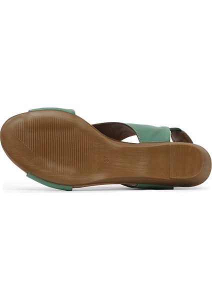 Yeşil Deri Kadın Sandalet 01WL2408 01WL2408 indirimleri