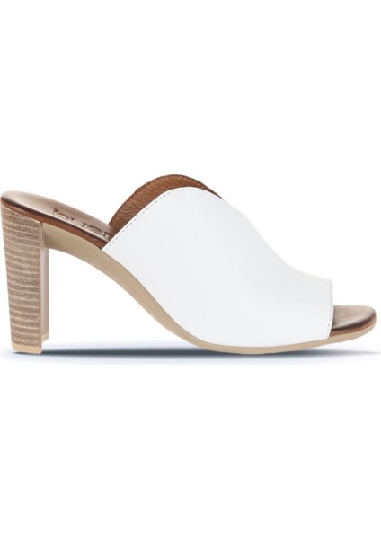 Beyaz Deri Kadın Topuklu Terlik 01WN4105 01WN4105