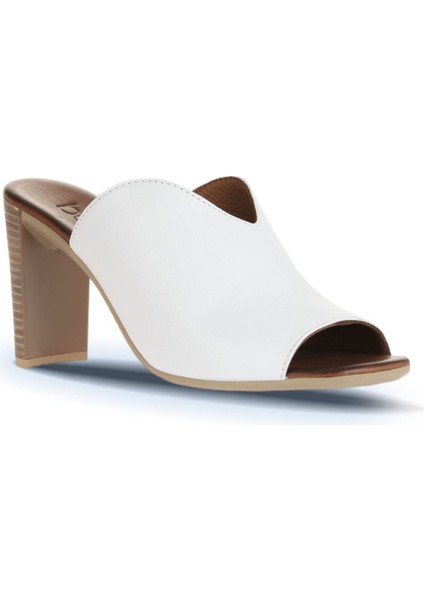 Beyaz Deri Kadın Topuklu Terlik 01WN4105 01WN4105 fiyatları