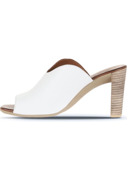 Beyaz Deri Kadın Topuklu Terlik 01WN4105 01WN4105 modelleri