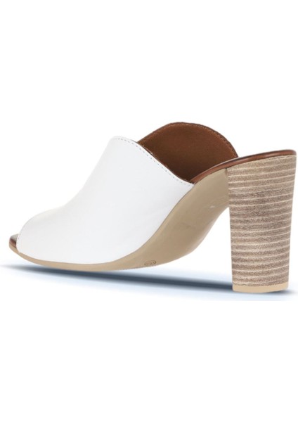 Beyaz Deri Kadın Topuklu Terlik 01WN4105 01WN4105 fırsatları