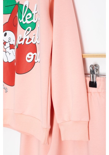 Somon Kız Çocuk Kiraz Karakter Baskılı Bisiklet Yaka Eşofman Takımı 23272 modelleri