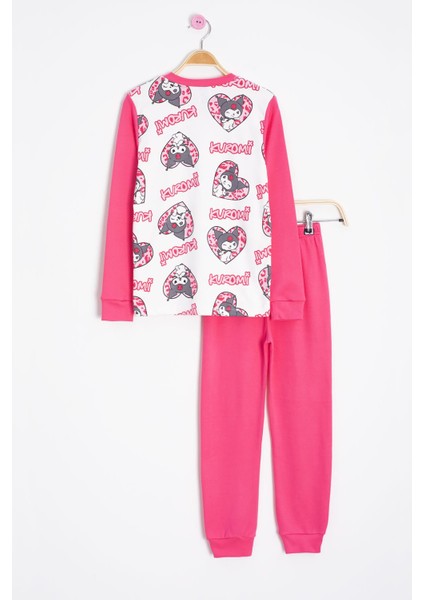 Fuşya Kalpli Yazı Desenli Kız Çocuk Pijama Takımı 23260 fırsatları