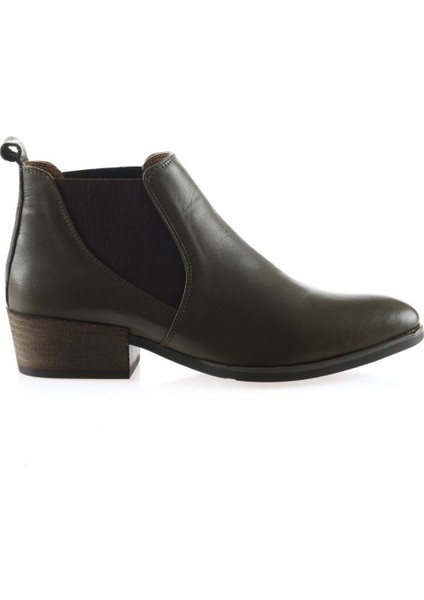 Haki Deri Kadın Topuklu Bot 01WP1303 01WP1303