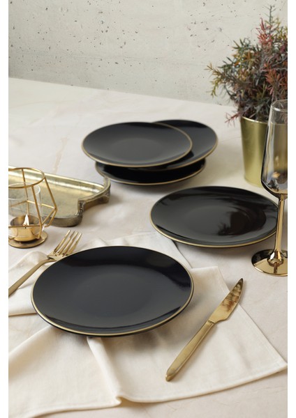 Siyah Gold Ege Pasta Tabağı 20 cm 6 Adet