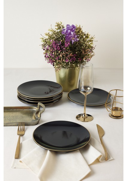 Siyah Gold Ege Pasta Tabağı 20 cm 6 Adet fiyatları