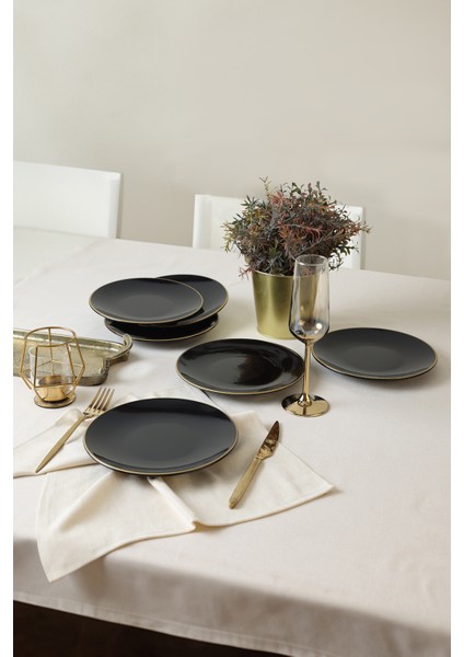 Siyah Gold Ege Pasta Tabağı 20 cm 6 Adet modelleri